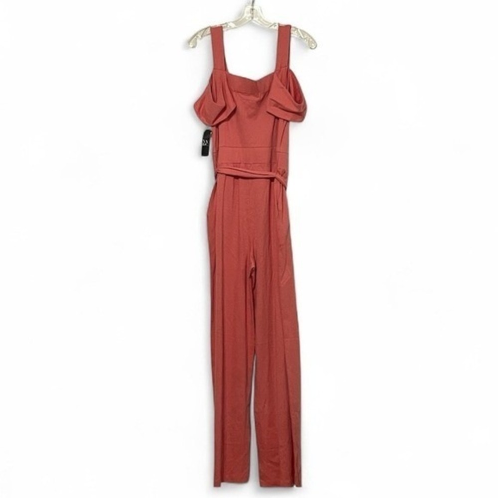 NWT New York & Company Jumpsuit‎ Medium Coral Ruffle Sleeve Tie Waist Career